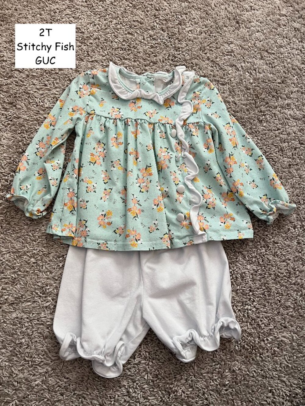 2T Stitchy Fish Floral Short Set